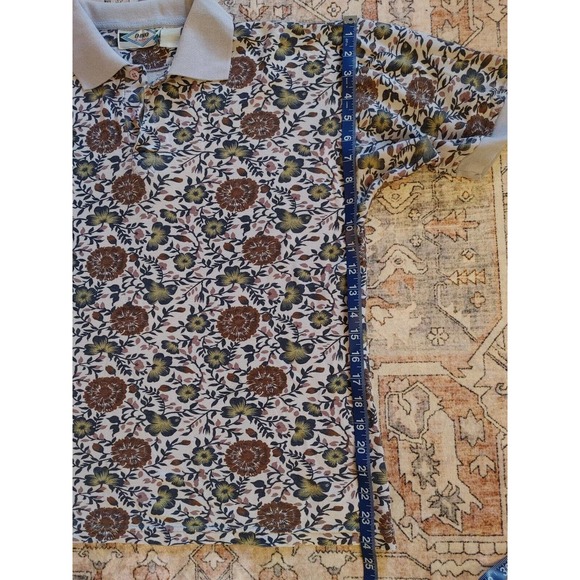Vintage 3-Button Floral Polo Gold Shirt Trim Dino Dimilano Large - Picture 5 of 5